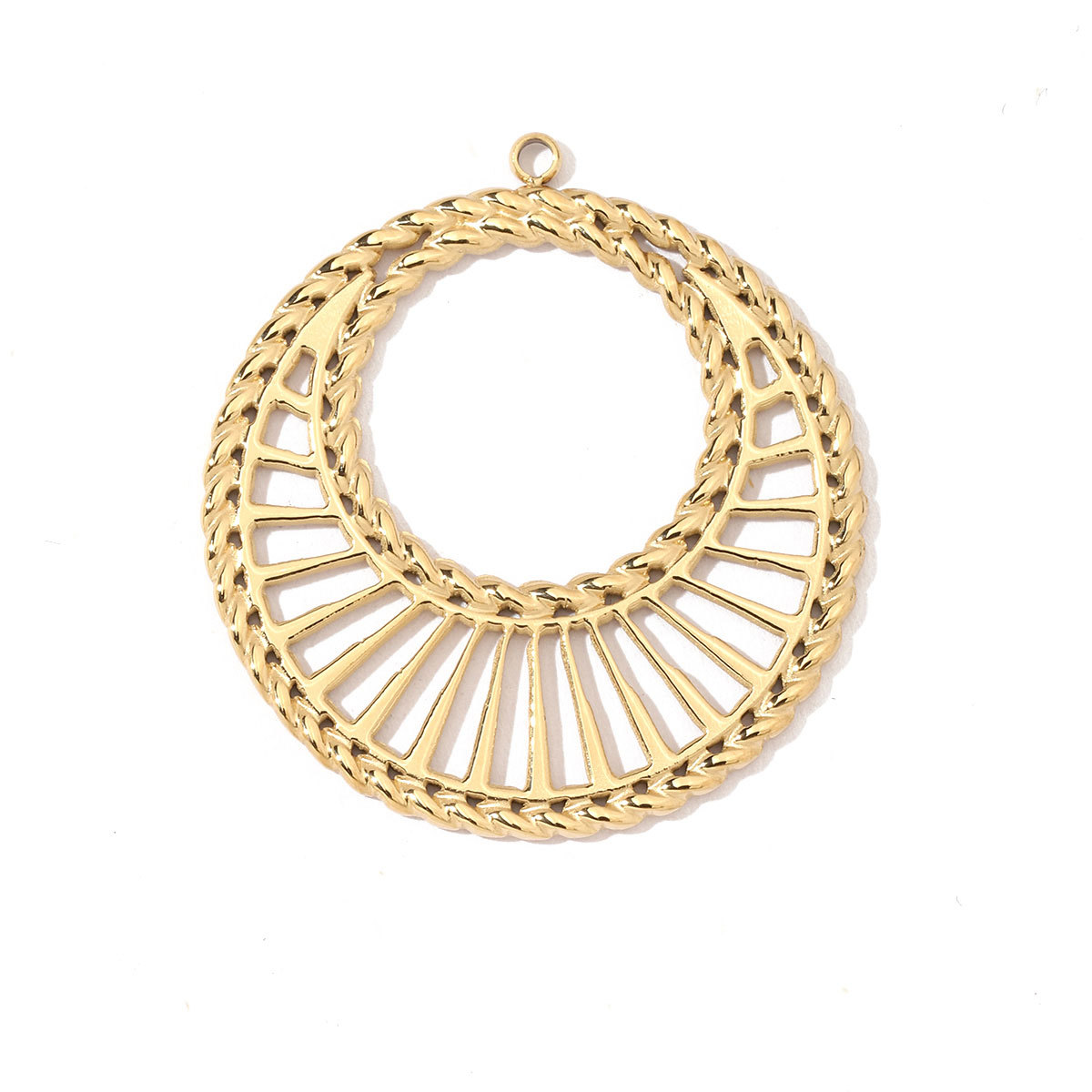 6pcs/pack Stainless Steel French Retro Geometric Charms Heart Love Circle Waterdroop Flower Necklace DIY Small Pendant