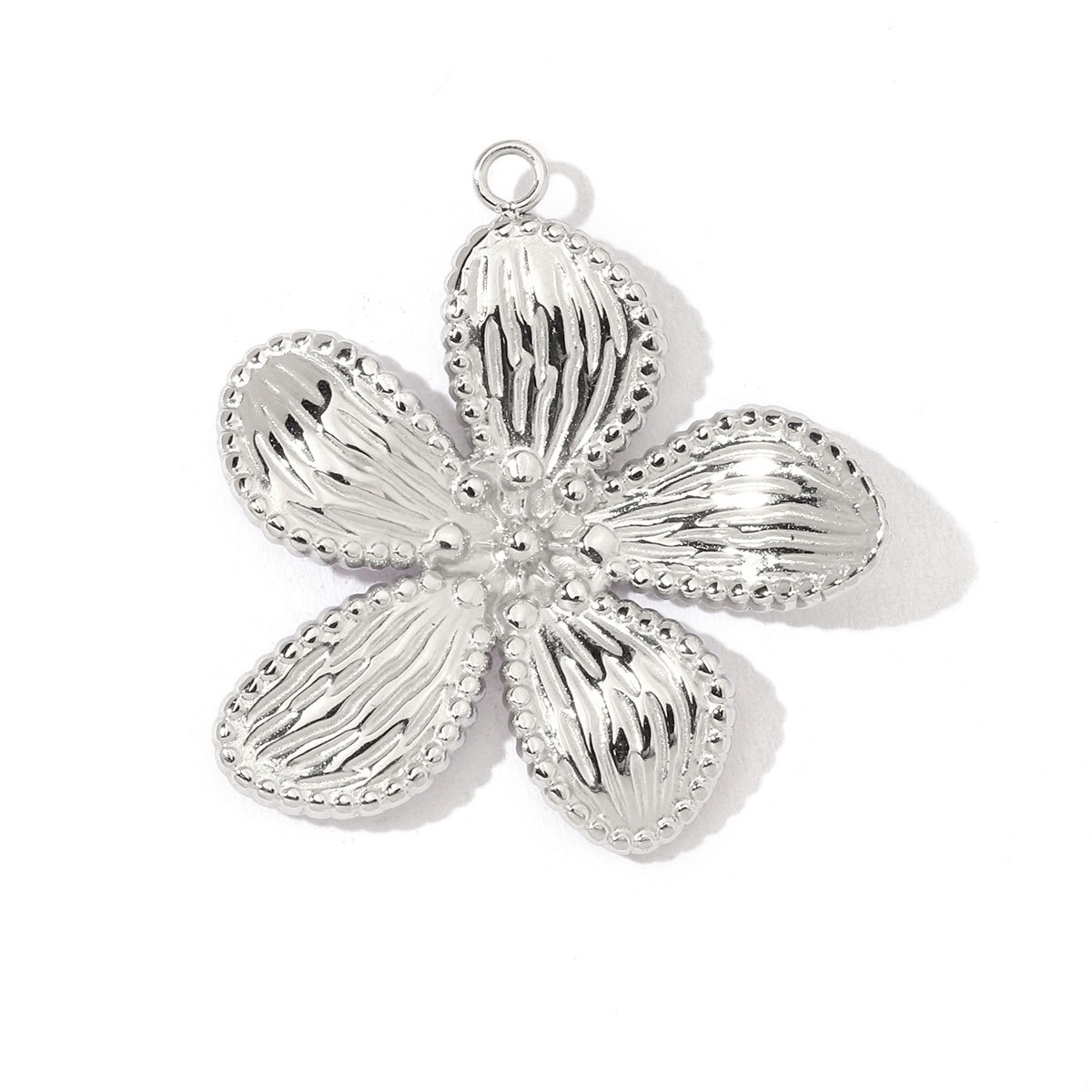 6pcs/pack Stainless Steel French Retro Geometric Charms Heart Love Circle Waterdroop Flower Necklace DIY Small Pendant