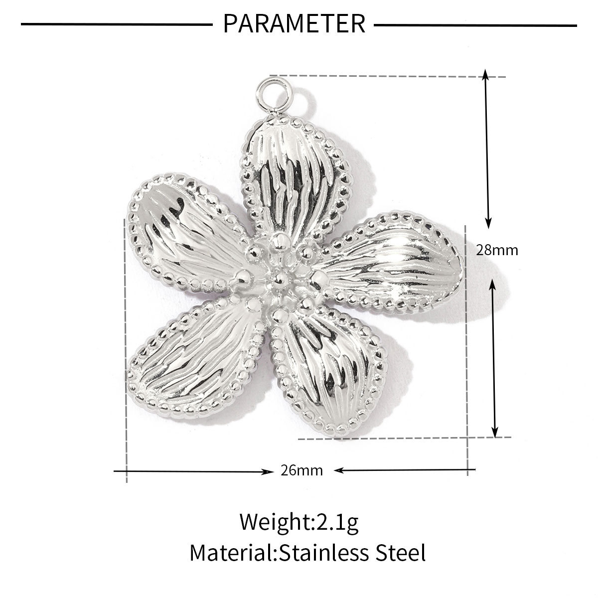 6pcs/pack Stainless Steel French Retro Geometric Charms Heart Love Circle Waterdroop Flower Necklace DIY Small Pendant