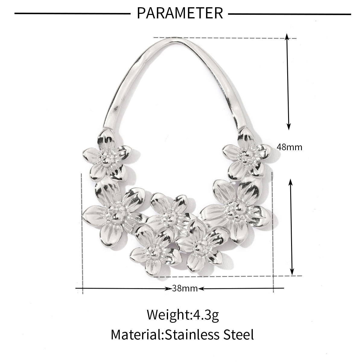 6pcs/pack Stainless Steel French Retro Geometric Charms Heart Love Circle Waterdroop Flower Necklace DIY Small Pendant