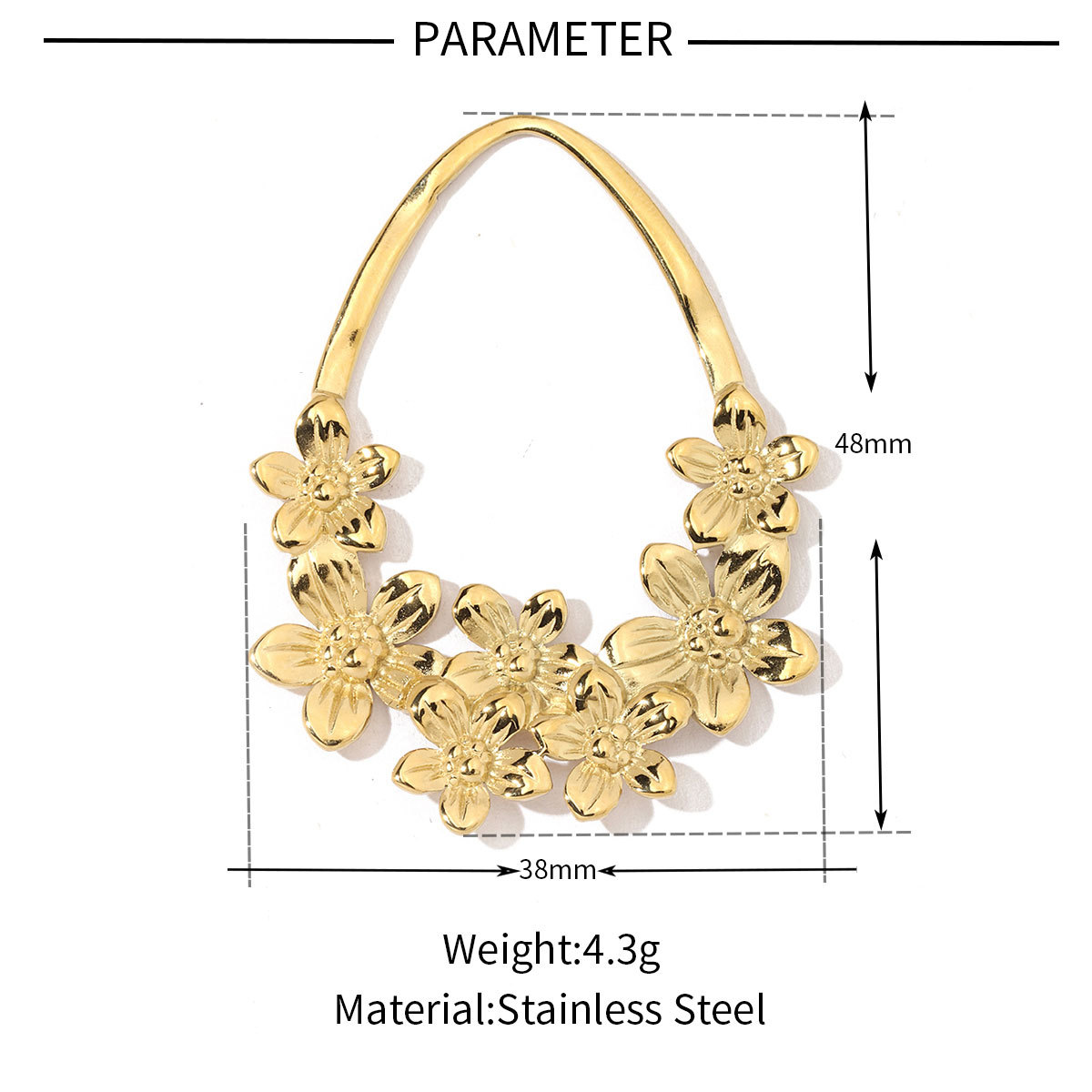 6pcs/pack Stainless Steel French Retro Geometric Charms Heart Love Circle Waterdroop Flower Necklace DIY Small Pendant
