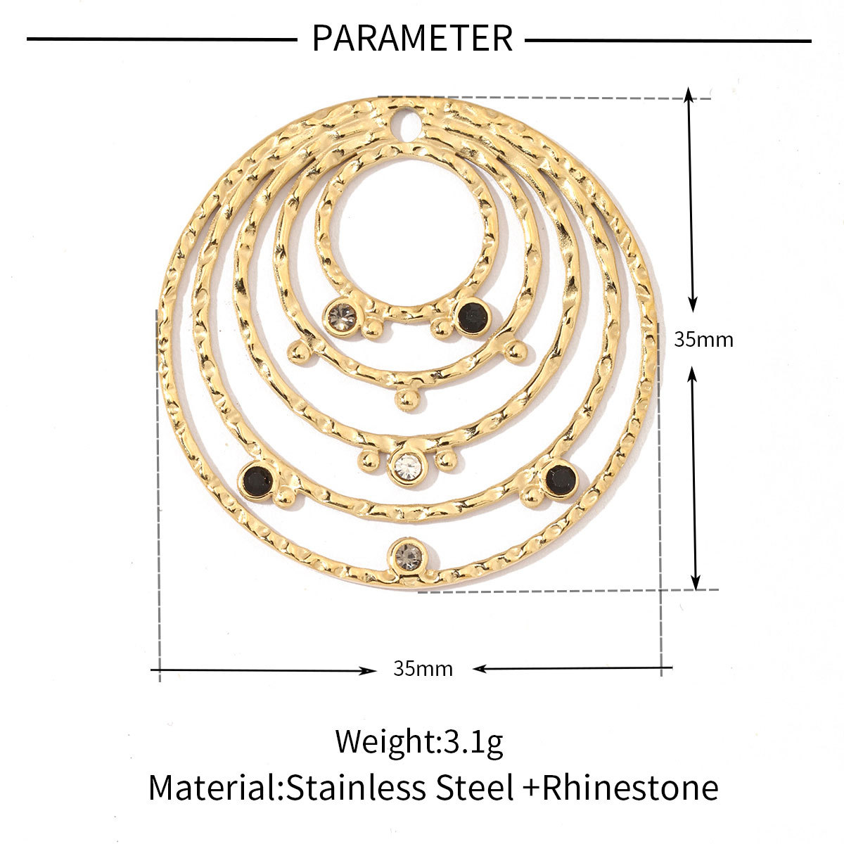 6pcs/pack Stainless Steel French Retro Geometric Charms Heart Love Circle Waterdroop Flower Necklace DIY Small Pendant