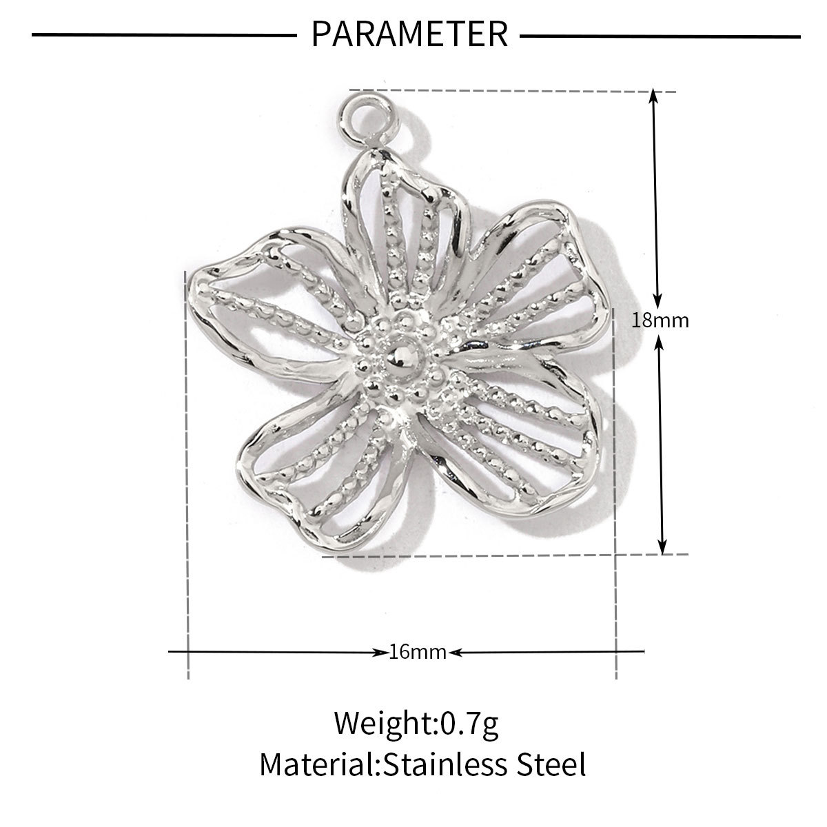 6pcs/pack Stainless Steel French Geometric Flower Enamel Square Charms Rose Heart Daisy Necklace DIY Small Pendant