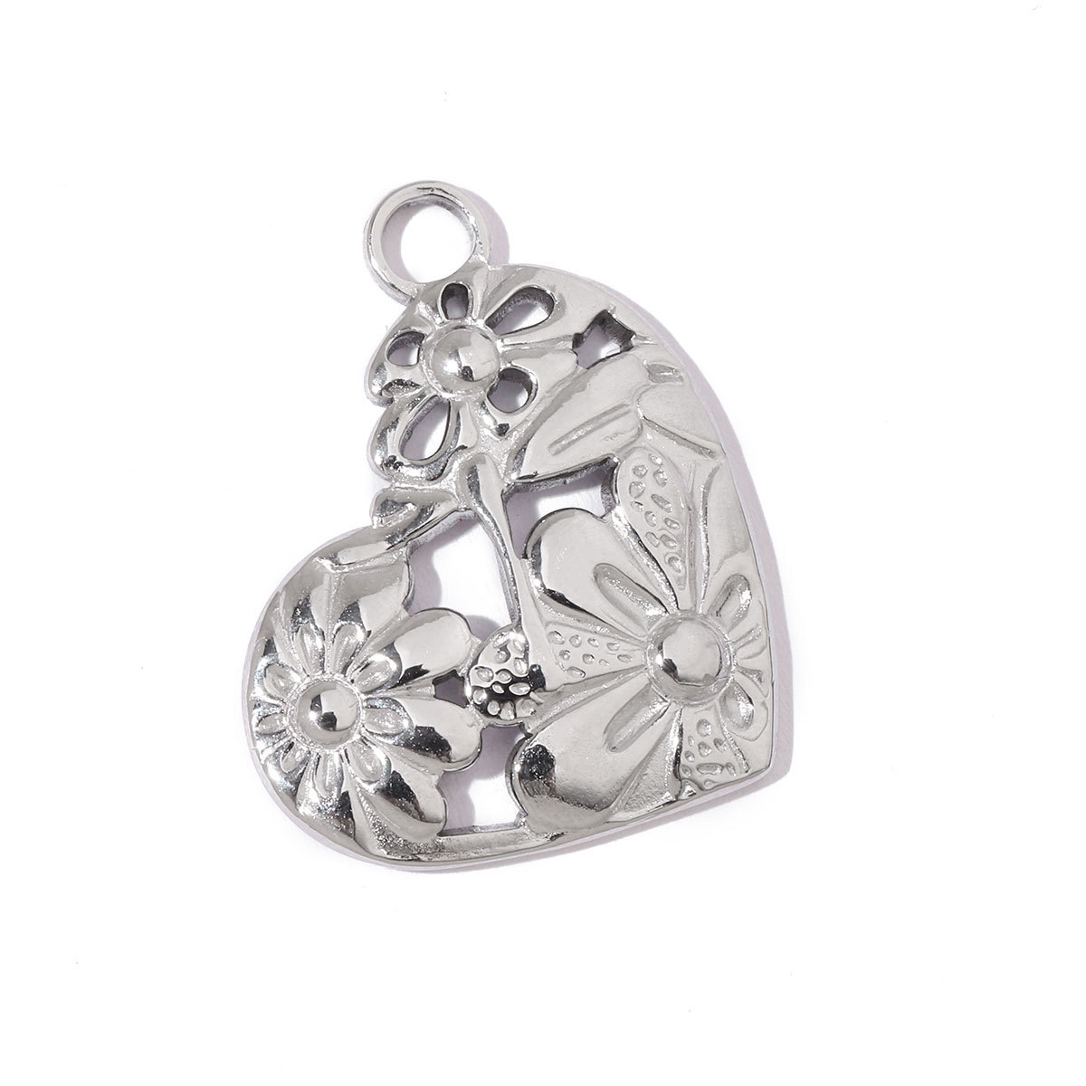 6pcs/pack Stainless Steel French Geometric Flower Enamel Square Charms Rose Heart Daisy Necklace DIY Small Pendant