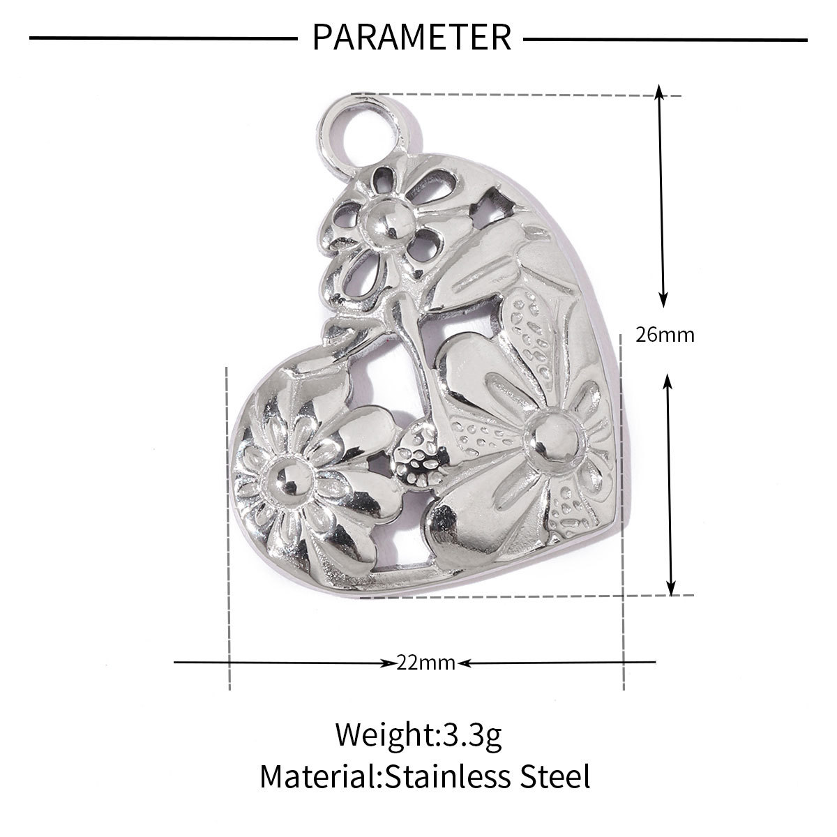 6pcs/pack Stainless Steel French Geometric Flower Enamel Square Charms Rose Heart Daisy Necklace DIY Small Pendant