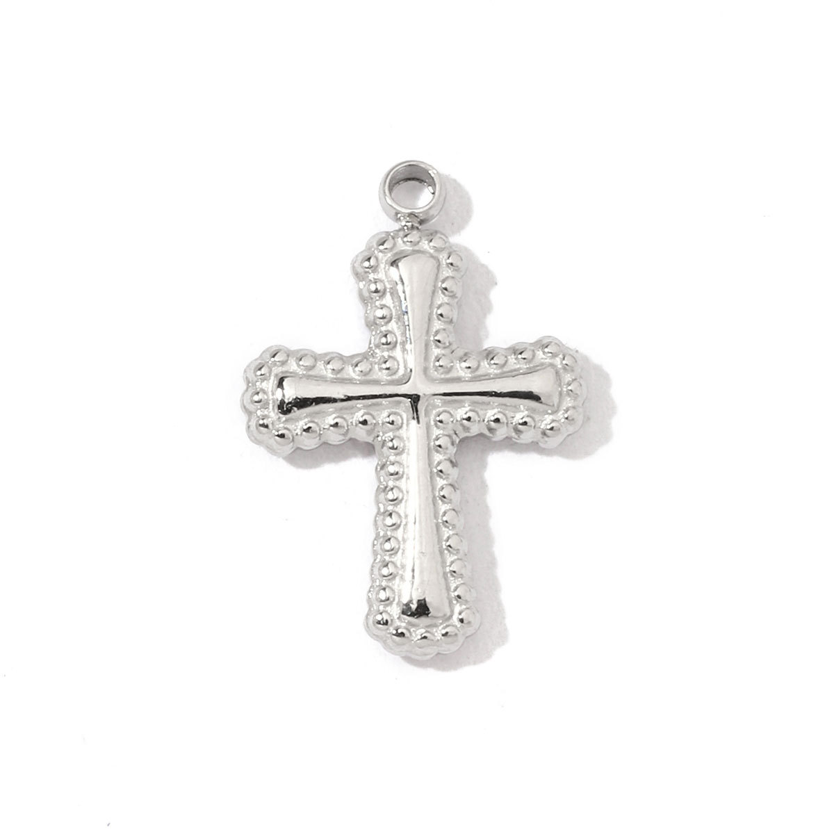 6pcs/pack French Style Stainless Steel Cross Pig Nose Goddess Anchor Charms Braid Circle Coin Necklace DIY Small Pendant