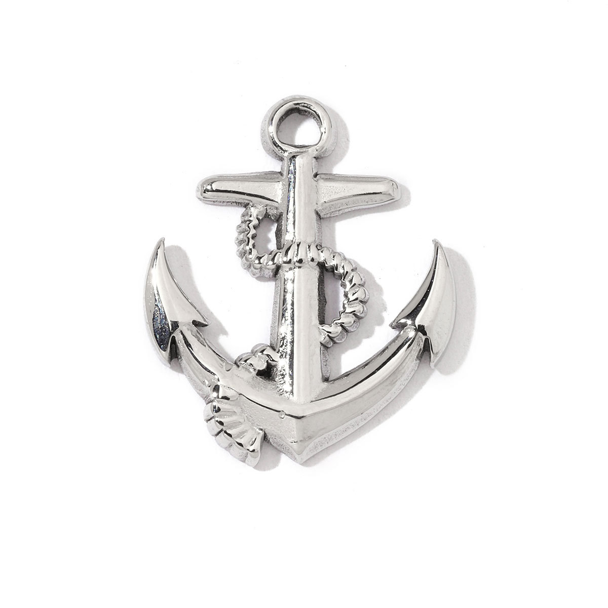 6pcs/pack French Style Stainless Steel Cross Pig Nose Goddess Anchor Charms Braid Circle Coin Necklace DIY Small Pendant