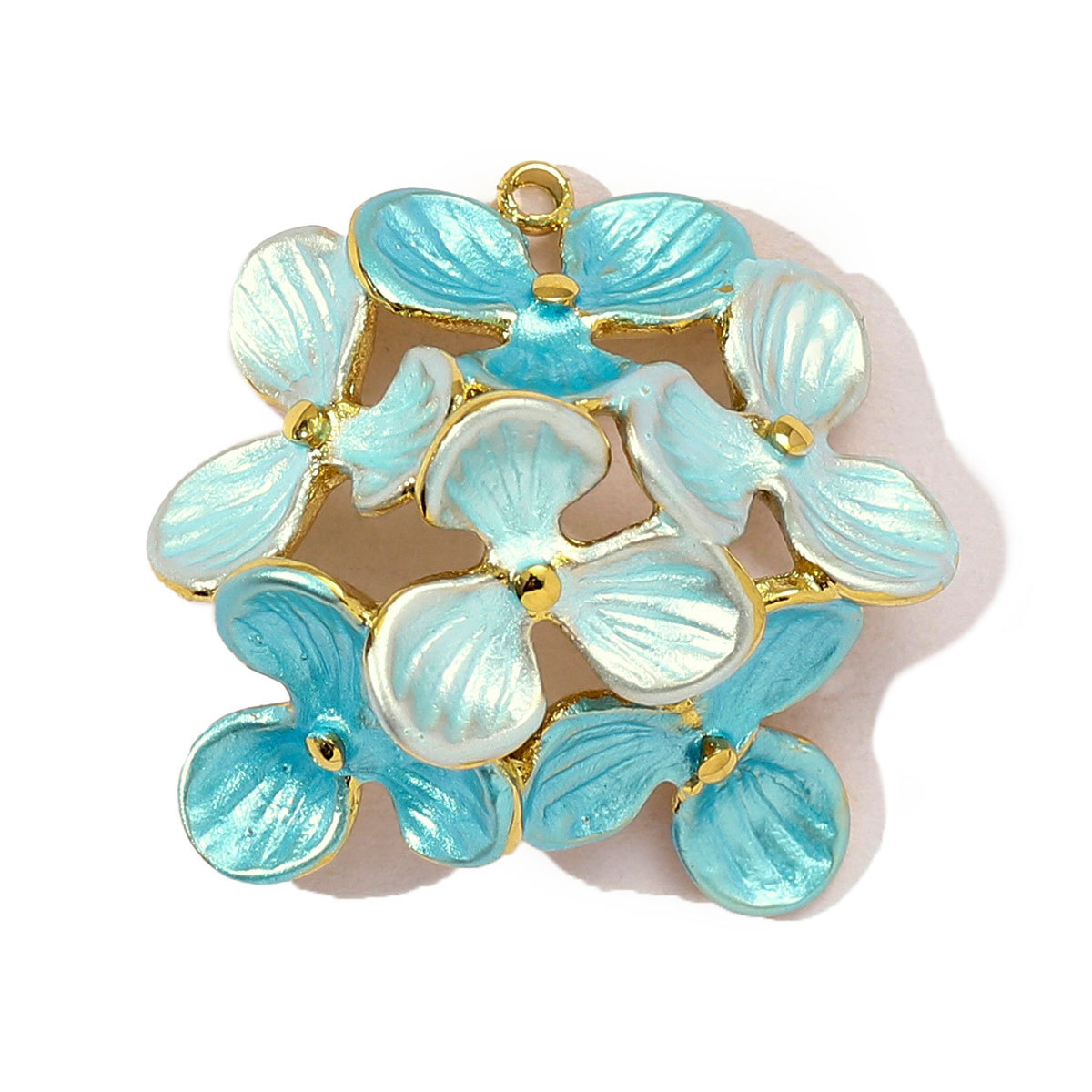 6pcs/pack Stainless Steel Gradient Enamel Hydrangea Tulip Necklace Pendant Women Monstera Leaf Diy Bracelet Charm Flower Jewelry