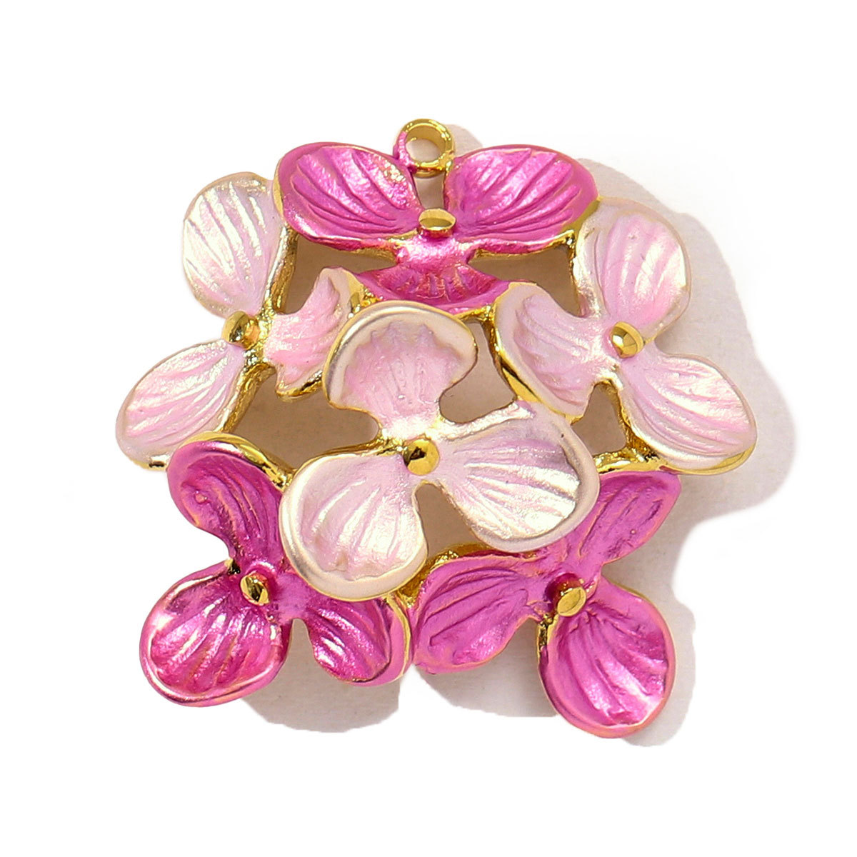 6pcs/pack Stainless Steel Gradient Enamel Hydrangea Tulip Necklace Pendant Women Monstera Leaf Diy Bracelet Charm Flower Jewelry