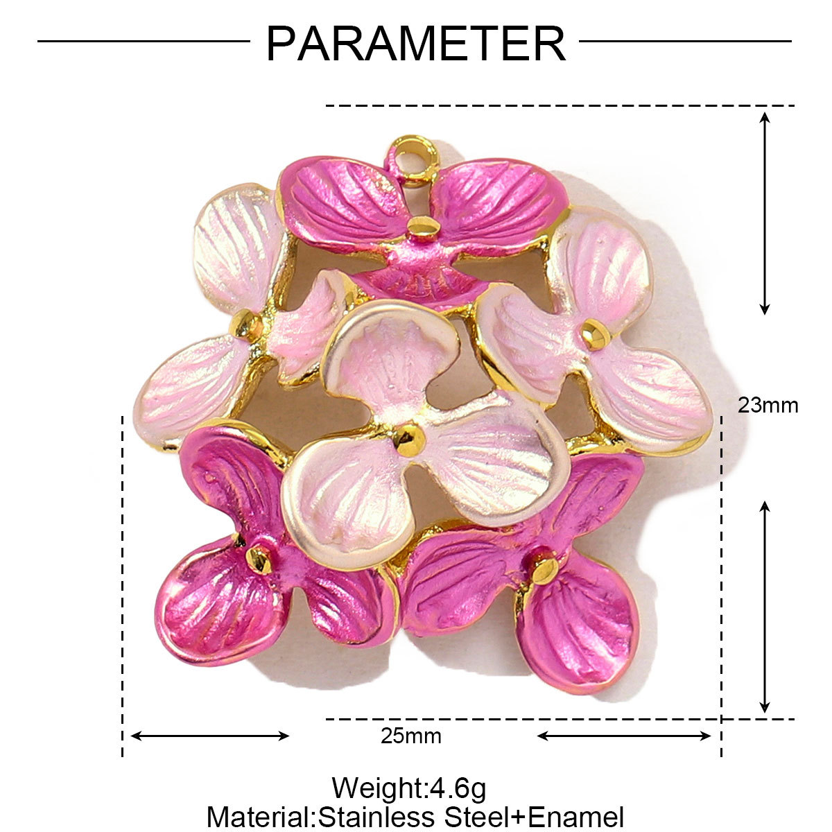 6pcs/pack Stainless Steel Gradient Enamel Hydrangea Tulip Necklace Pendant Women Monstera Leaf Diy Bracelet Charm Flower Jewelry