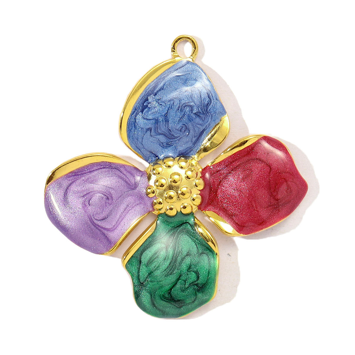6pcs/pack Stainless Steel Gradient Enamel Hydrangea Tulip Necklace Pendant Women Monstera Leaf Diy Bracelet Charm Flower Jewelry