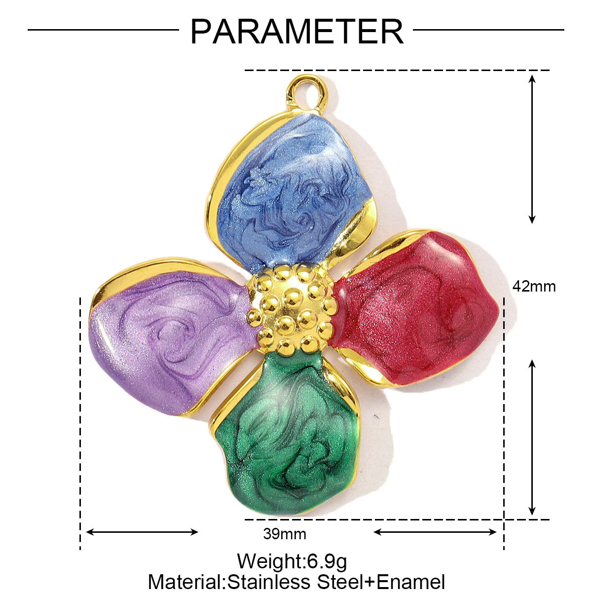 6pcs/pack Stainless Steel Gradient Enamel Hydrangea Tulip Necklace Pendant Women Monstera Leaf Diy Bracelet Charm Flower Jewelry