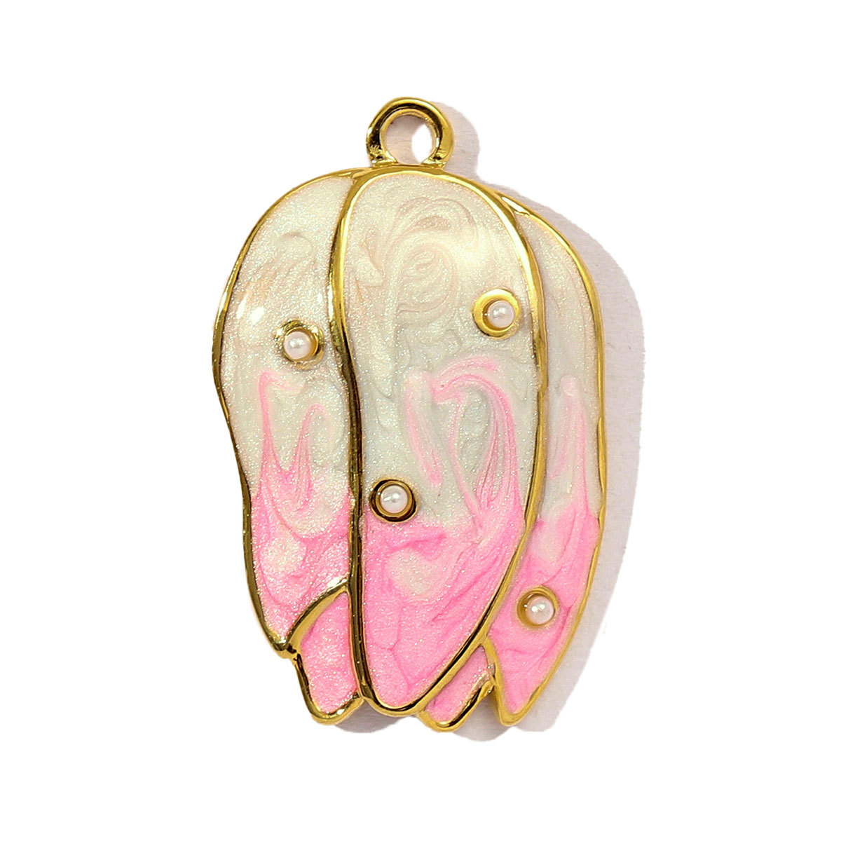 6pcs/pack Stainless Steel Gradient Enamel Hydrangea Tulip Necklace Pendant Women Monstera Leaf Diy Bracelet Charm Flower Jewelry