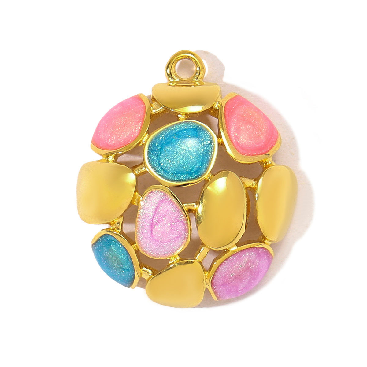 6pcs/pack Stainless Steel Enamel Sunflower Starfish Necklace&Earring Pendant Women Flower Ball Diy Charm Colorful Waterdrop Jewelry