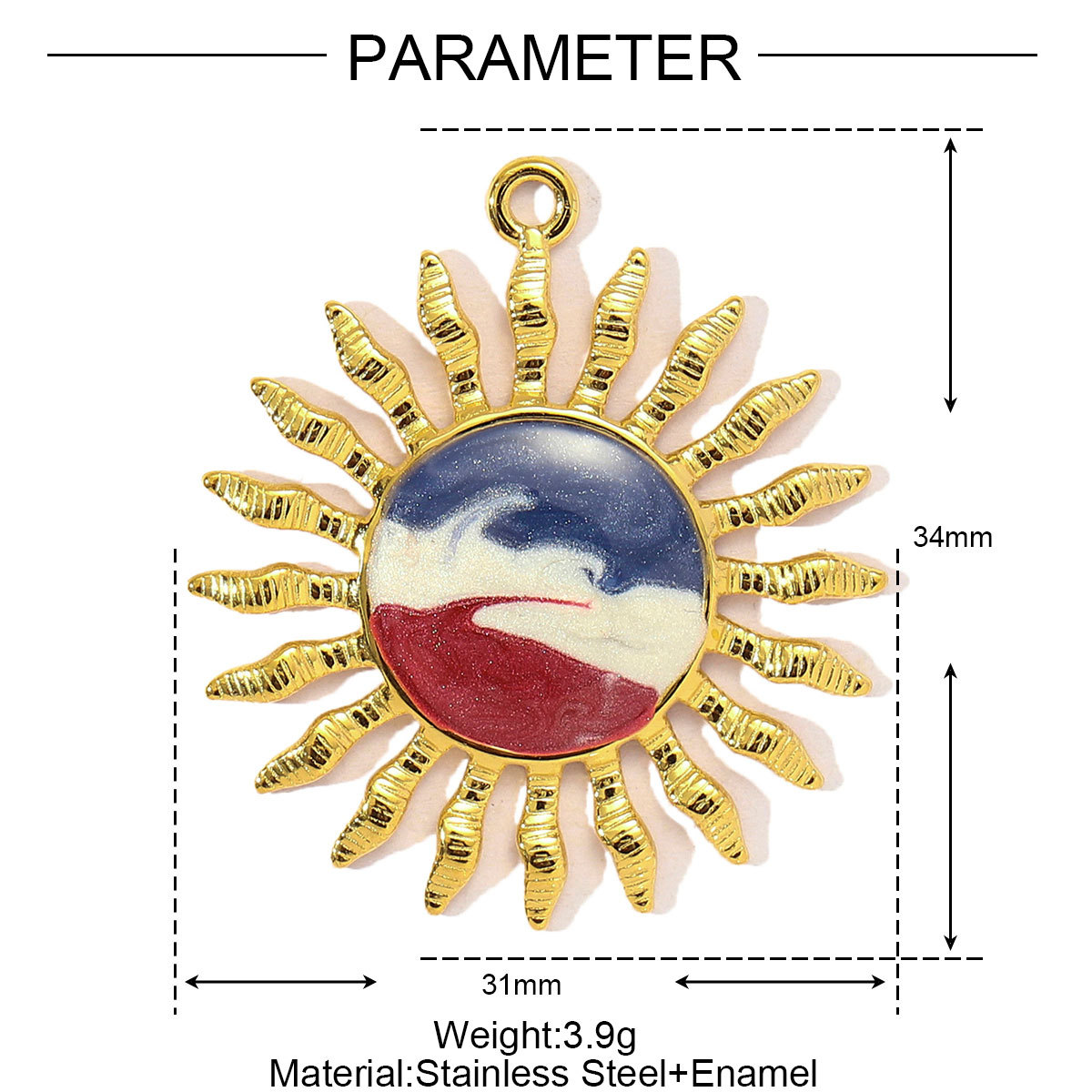 6pcs/pack Stainless Steel Enamel Sunflower Starfish Necklace&Earring Pendant Women Flower Ball Diy Charm Colorful Waterdrop Jewelry