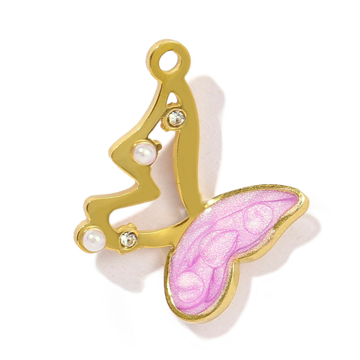 6pcs/pack Stainless Steel Enamel Hollow Heart Necklace&Earring Pendant Women Butterfly Bowknot Diy Charm Colorful Love Jewelry