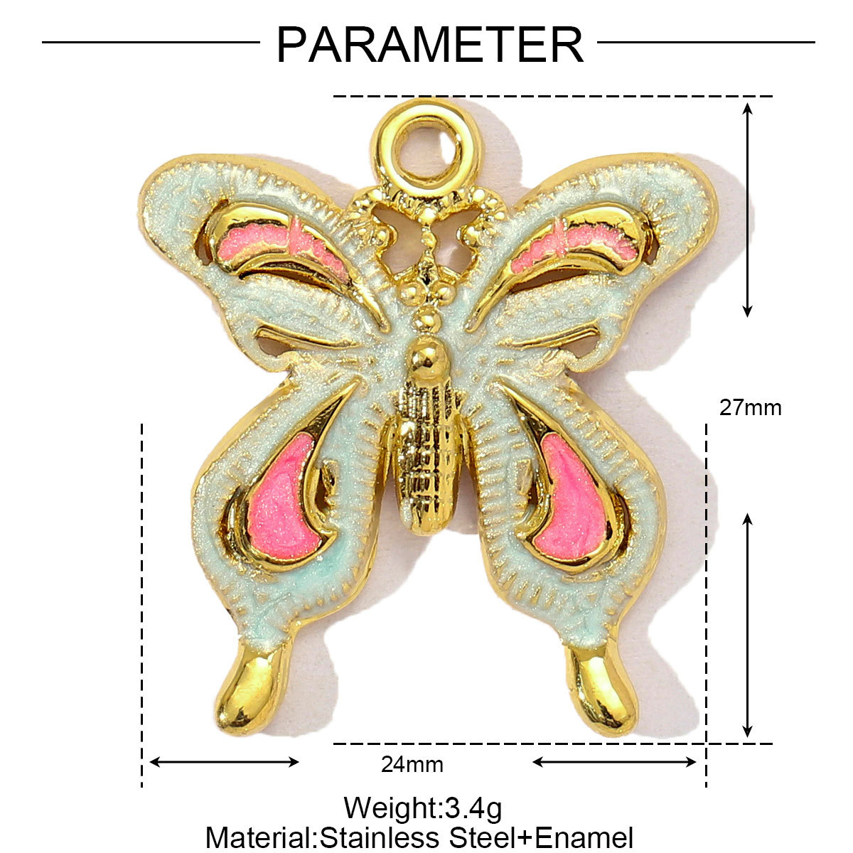 6pcs/pack Stainless Steel Enamel Hollow Heart Necklace&Earring Pendant Women Butterfly Bowknot Diy Charm Colorful Love Jewelry