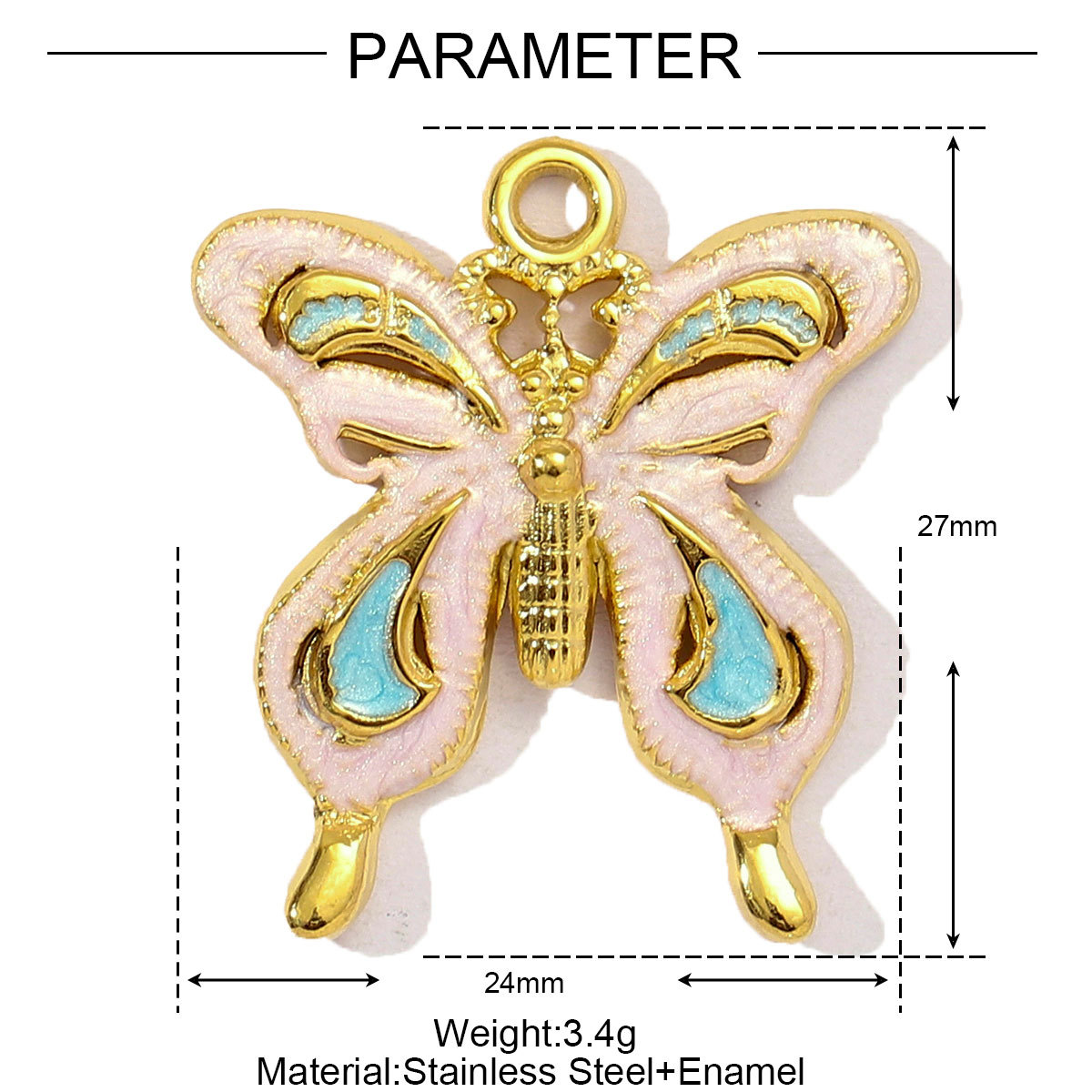6pcs/pack Stainless Steel Enamel Hollow Heart Necklace&Earring Pendant Women Butterfly Bowknot Diy Charm Colorful Love Jewelry