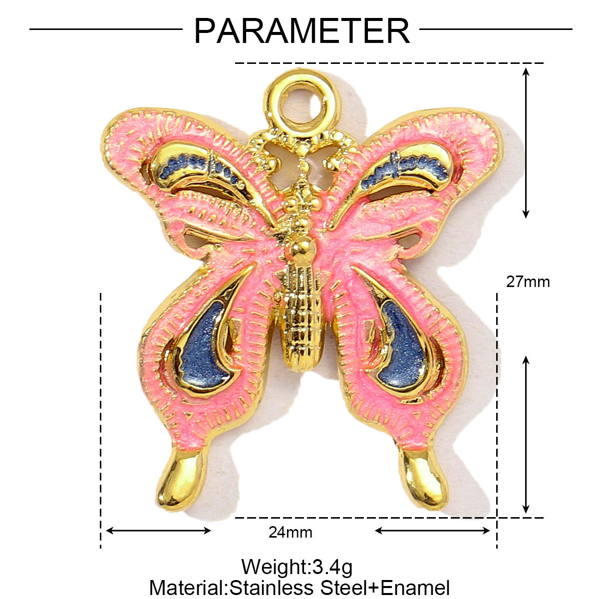 6pcs/pack Stainless Steel Enamel Hollow Heart Necklace&Earring Pendant Women Butterfly Bowknot Diy Charm Colorful Love Jewelry