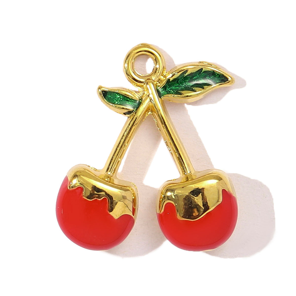 6pcs/pack Cute Stainless Steel Enamel Cherry Strawberry DIY Necklace Pendant Women Chili Rose Flower Bracelet Charm Fruit Jewelry