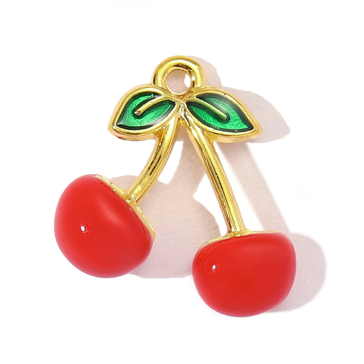 6pcs/pack Cute Stainless Steel Enamel Cherry Strawberry DIY Necklace Pendant Women Chili Rose Flower Bracelet Charm Fruit Jewelry