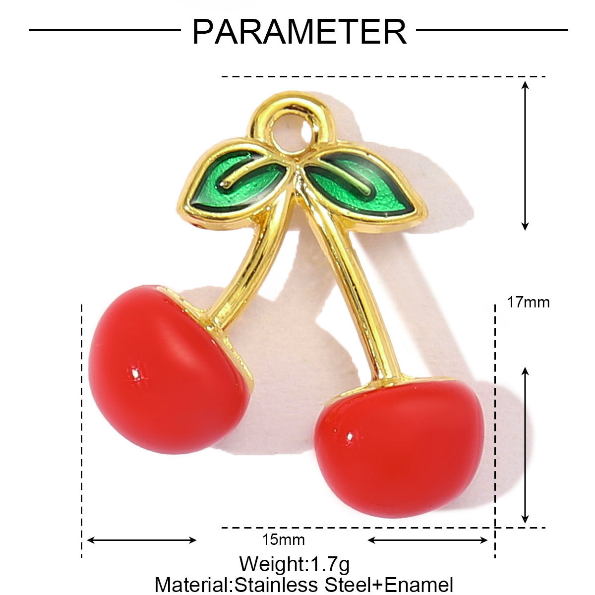 6pcs/pack Cute Stainless Steel Enamel Cherry Strawberry DIY Necklace Pendant Women Chili Rose Flower Bracelet Charm Fruit Jewelry