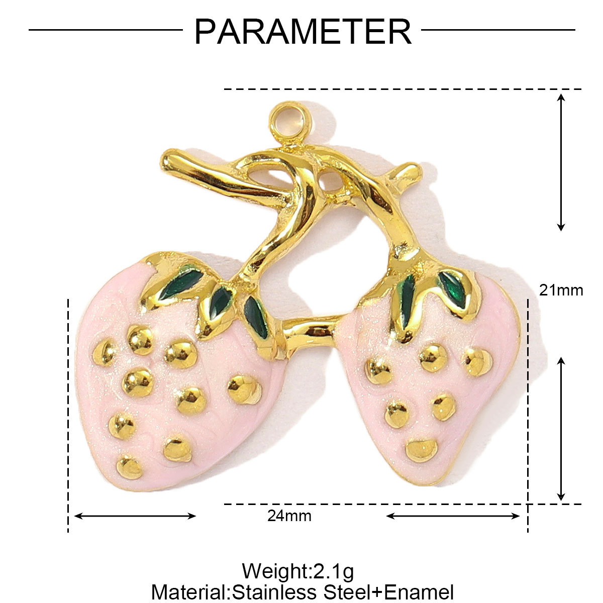 6pcs/pack Cute Stainless Steel Enamel Cherry Strawberry DIY Necklace Pendant Women Chili Rose Flower Bracelet Charm Fruit Jewelry