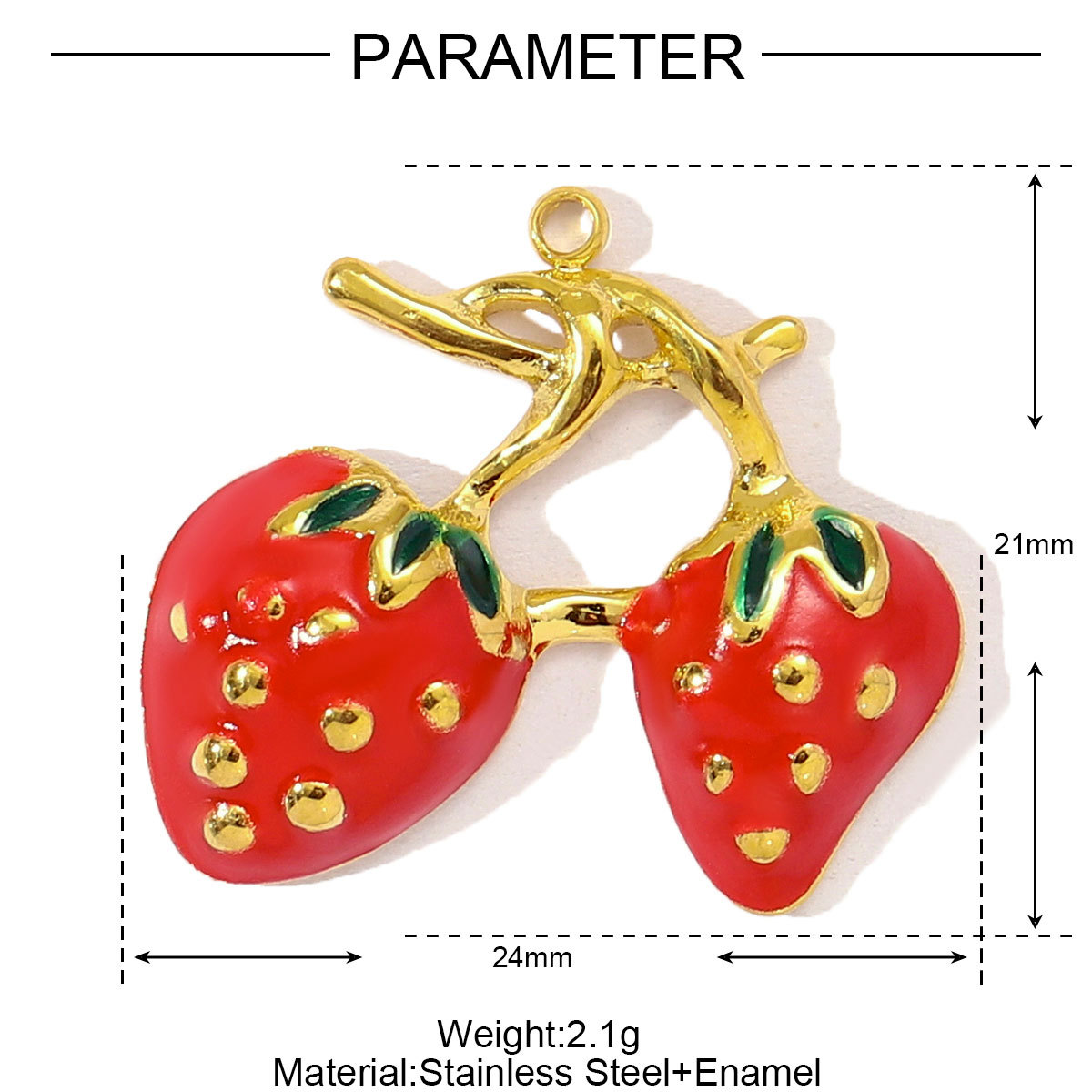 6pcs/pack Cute Stainless Steel Enamel Cherry Strawberry DIY Necklace Pendant Women Chili Rose Flower Bracelet Charm Fruit Jewelry