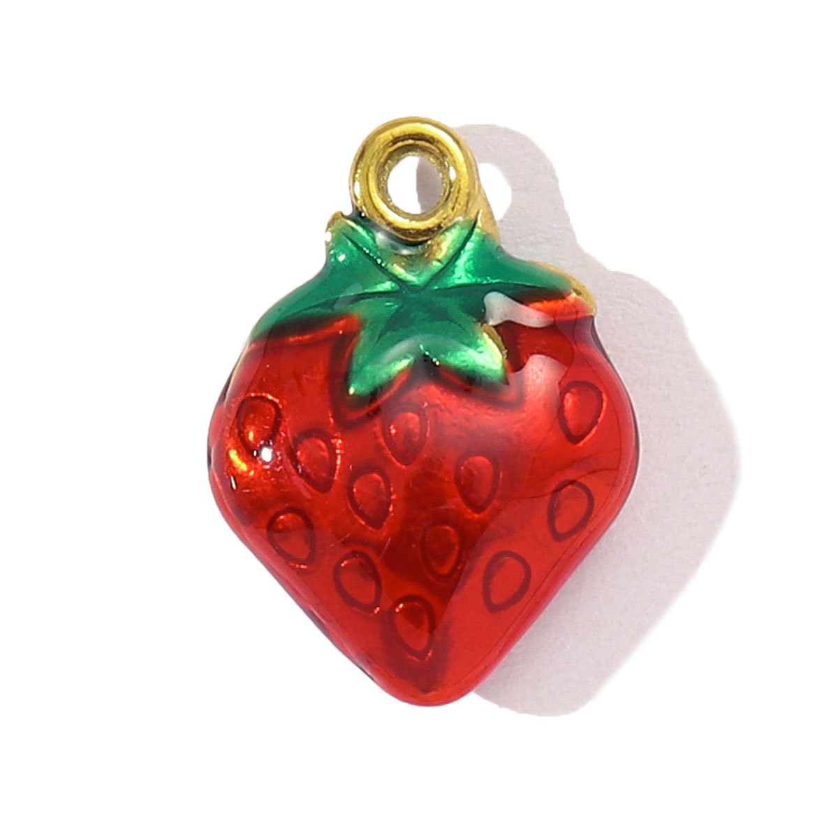 6pcs/pack Cute Stainless Steel Enamel Cherry Strawberry DIY Necklace Pendant Women Chili Rose Flower Bracelet Charm Fruit Jewelry