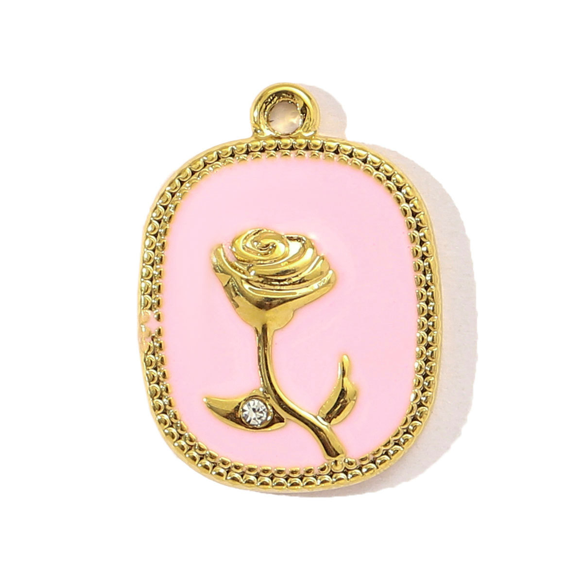 6pcs/pack Cute Stainless Steel Enamel Cherry Strawberry DIY Necklace Pendant Women Chili Rose Flower Bracelet Charm Fruit Jewelry