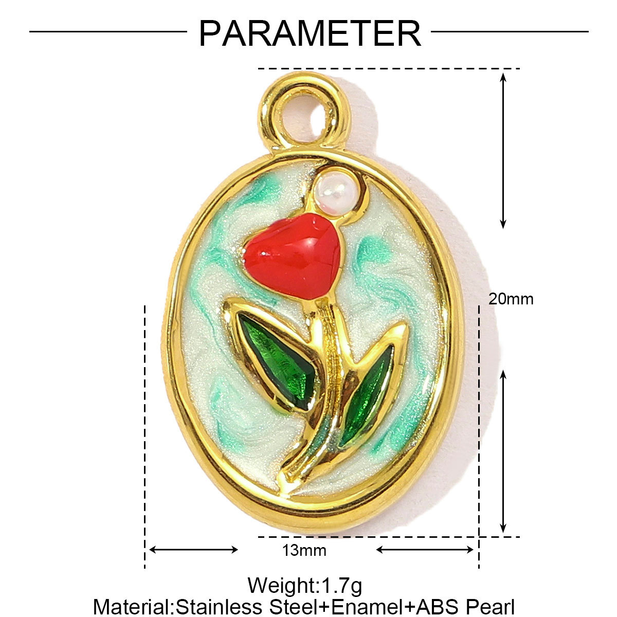 6pcs/pack Cute Stainless Steel Enamel Cherry Strawberry DIY Necklace Pendant Women Chili Rose Flower Bracelet Charm Fruit Jewelry