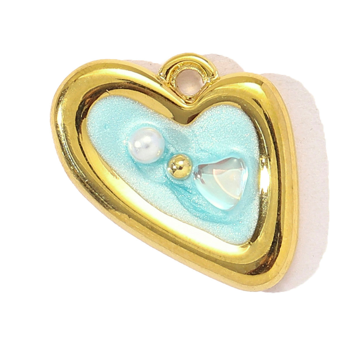 6pcs/pack Stainless Steel Gradient Enamel Love Heart DIY Necklace Pendant Women Jellyfish Pearl Beach Charms Monet Garden Jewelry