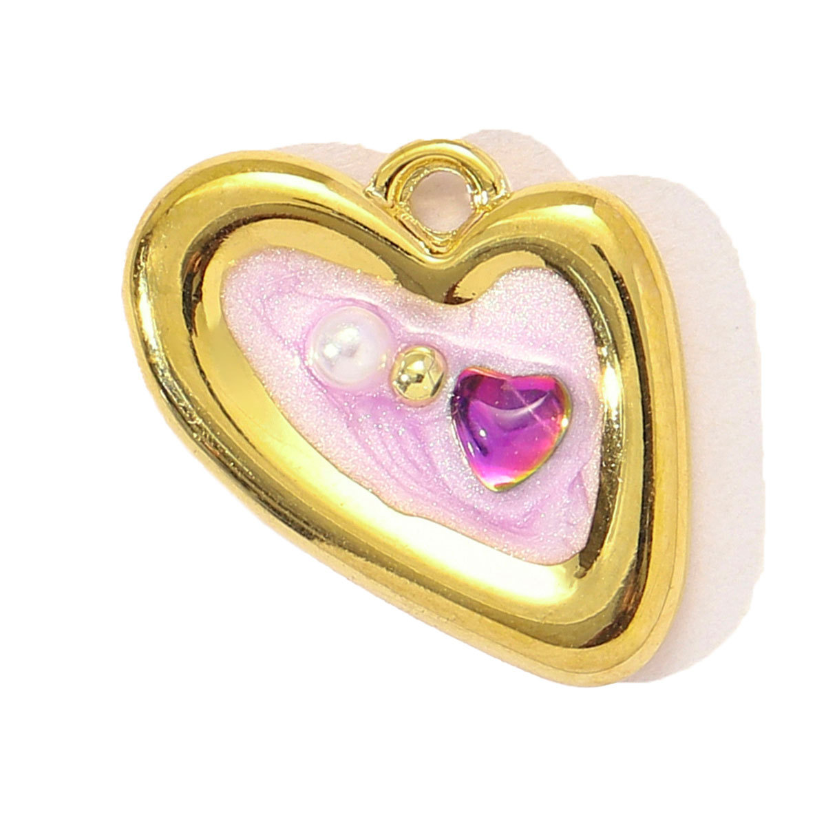 6pcs/pack Stainless Steel Gradient Enamel Love Heart DIY Necklace Pendant Women Jellyfish Pearl Beach Charms Monet Garden Jewelry