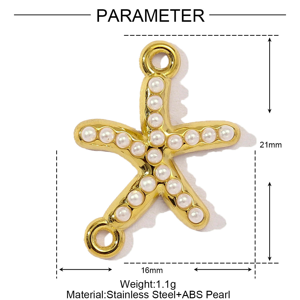 6pcs/pack Stainless Steel Pearl Heart Butterfly Starfish DIY Connector Charm Women Anchor Cross Hand Necklace Pendant Star Jewelry