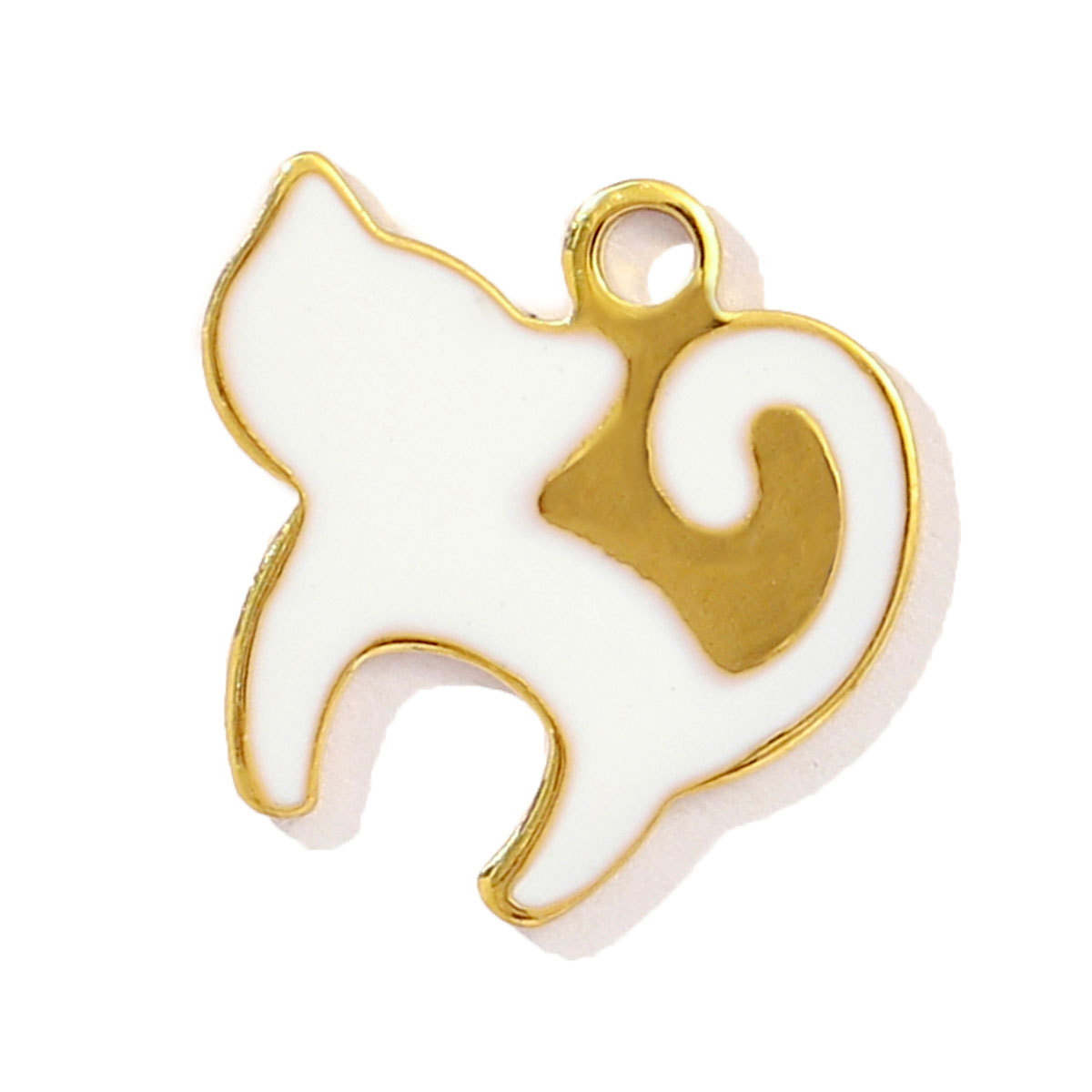 6pcs/pack Stainless Steel Little Cat Kitten DIY Bracelet Charms Women Enamel Butterfly Necklace Pendant Warm Colorful Jewelry