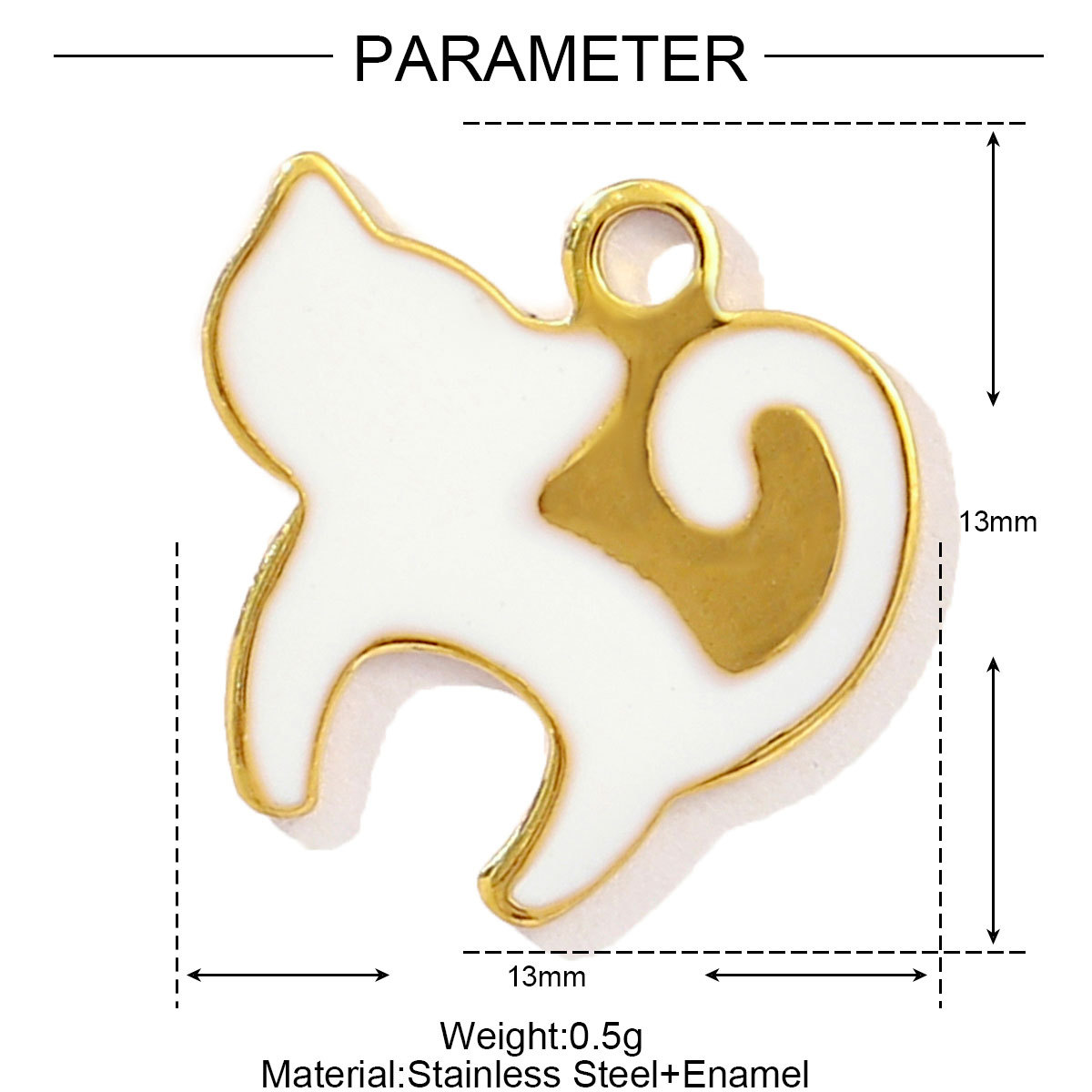 6pcs/pack Stainless Steel Little Cat Kitten DIY Bracelet Charms Women Enamel Butterfly Necklace Pendant Warm Colorful Jewelry