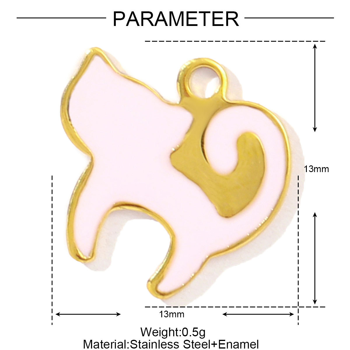 6pcs/pack Stainless Steel Little Cat Kitten DIY Bracelet Charms Women Enamel Butterfly Necklace Pendant Warm Colorful Jewelry