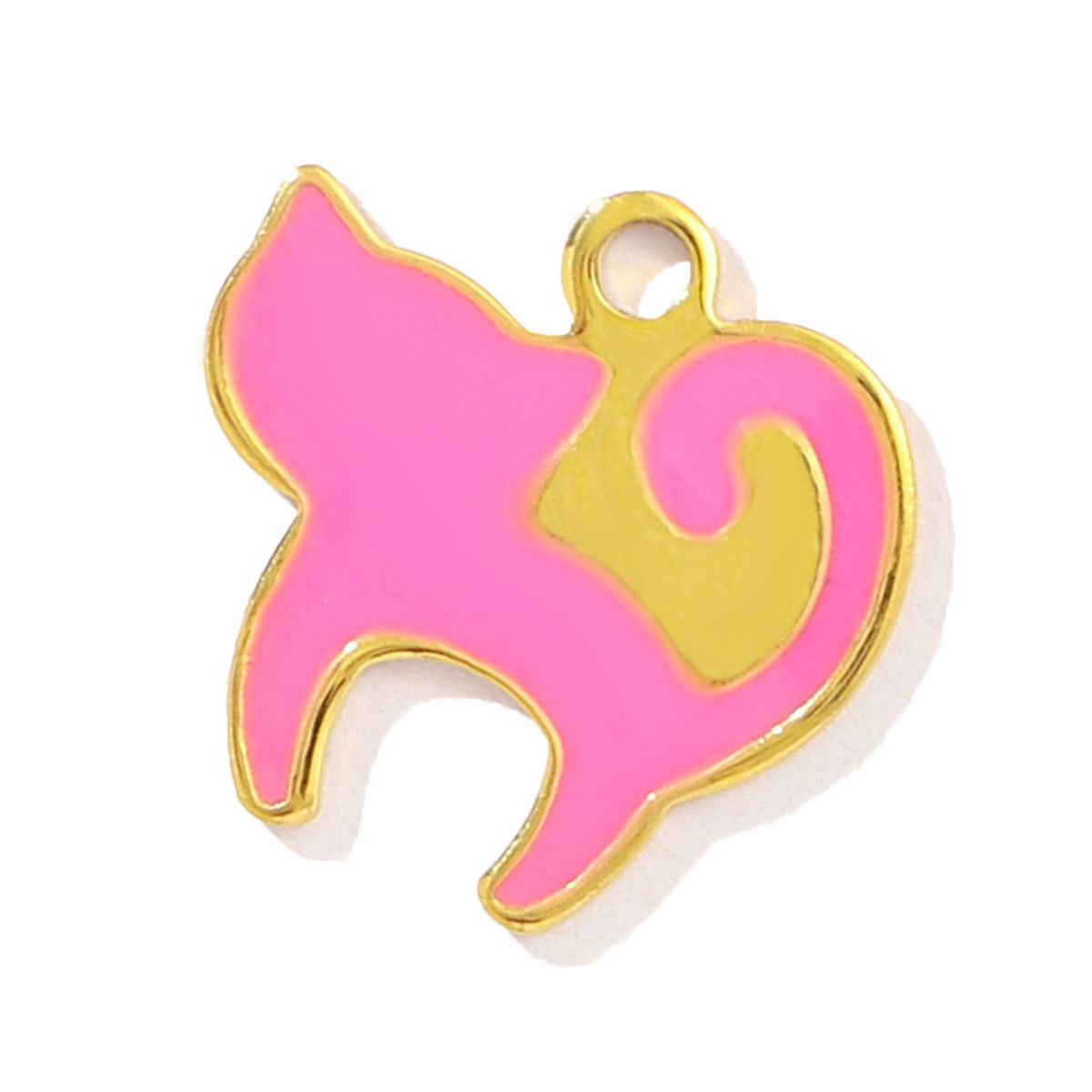 6pcs/pack Stainless Steel Little Cat Kitten DIY Bracelet Charms Women Enamel Butterfly Necklace Pendant Warm Colorful Jewelry