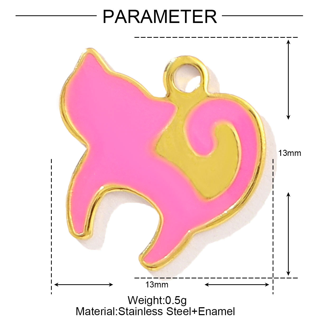 6pcs/pack Stainless Steel Little Cat Kitten DIY Bracelet Charms Women Enamel Butterfly Necklace Pendant Warm Colorful Jewelry