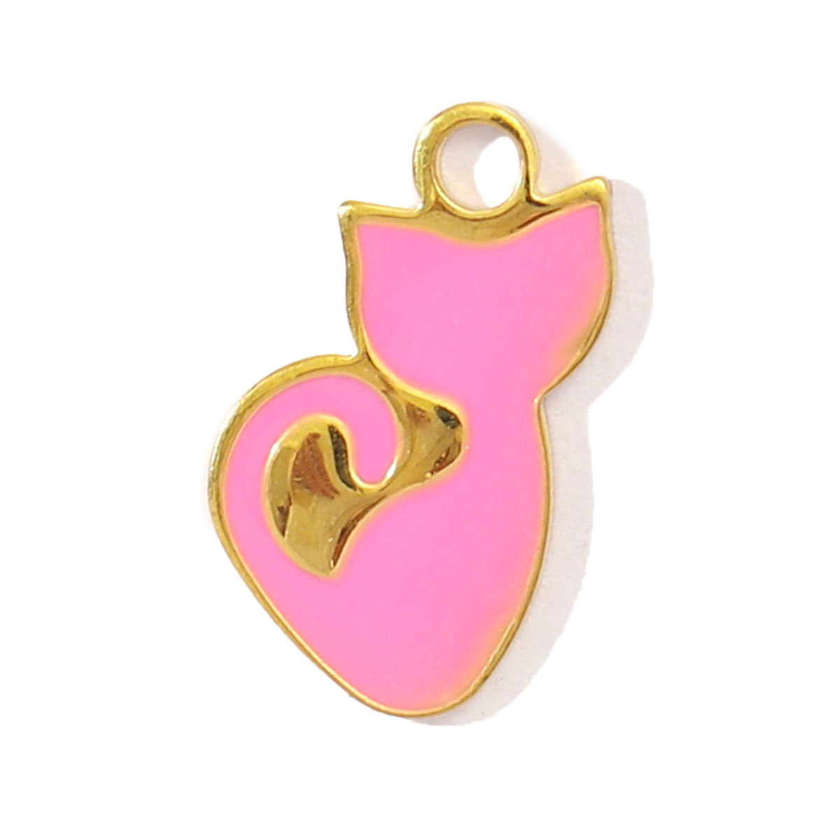 6pcs/pack Stainless Steel Little Cat Kitten DIY Bracelet Charms Women Enamel Butterfly Necklace Pendant Warm Colorful Jewelry