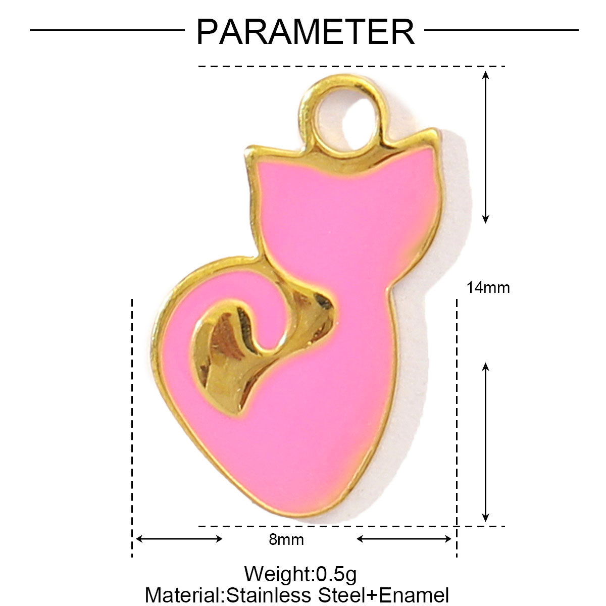 6pcs/pack Stainless Steel Little Cat Kitten DIY Bracelet Charms Women Enamel Butterfly Necklace Pendant Warm Colorful Jewelry
