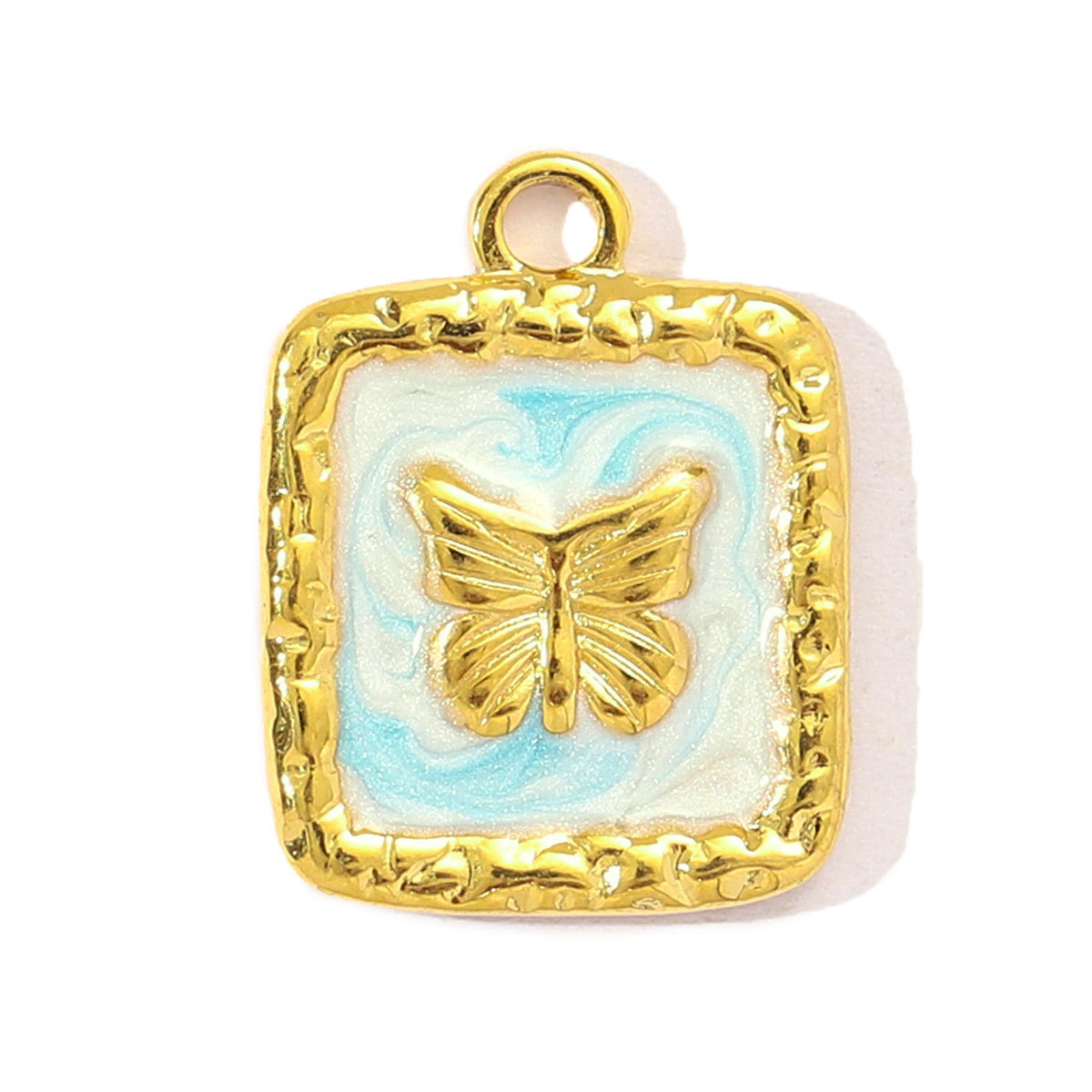 6pcs/pack Stainless Steel Little Cat Kitten DIY Bracelet Charms Women Enamel Butterfly Necklace Pendant Warm Colorful Jewelry