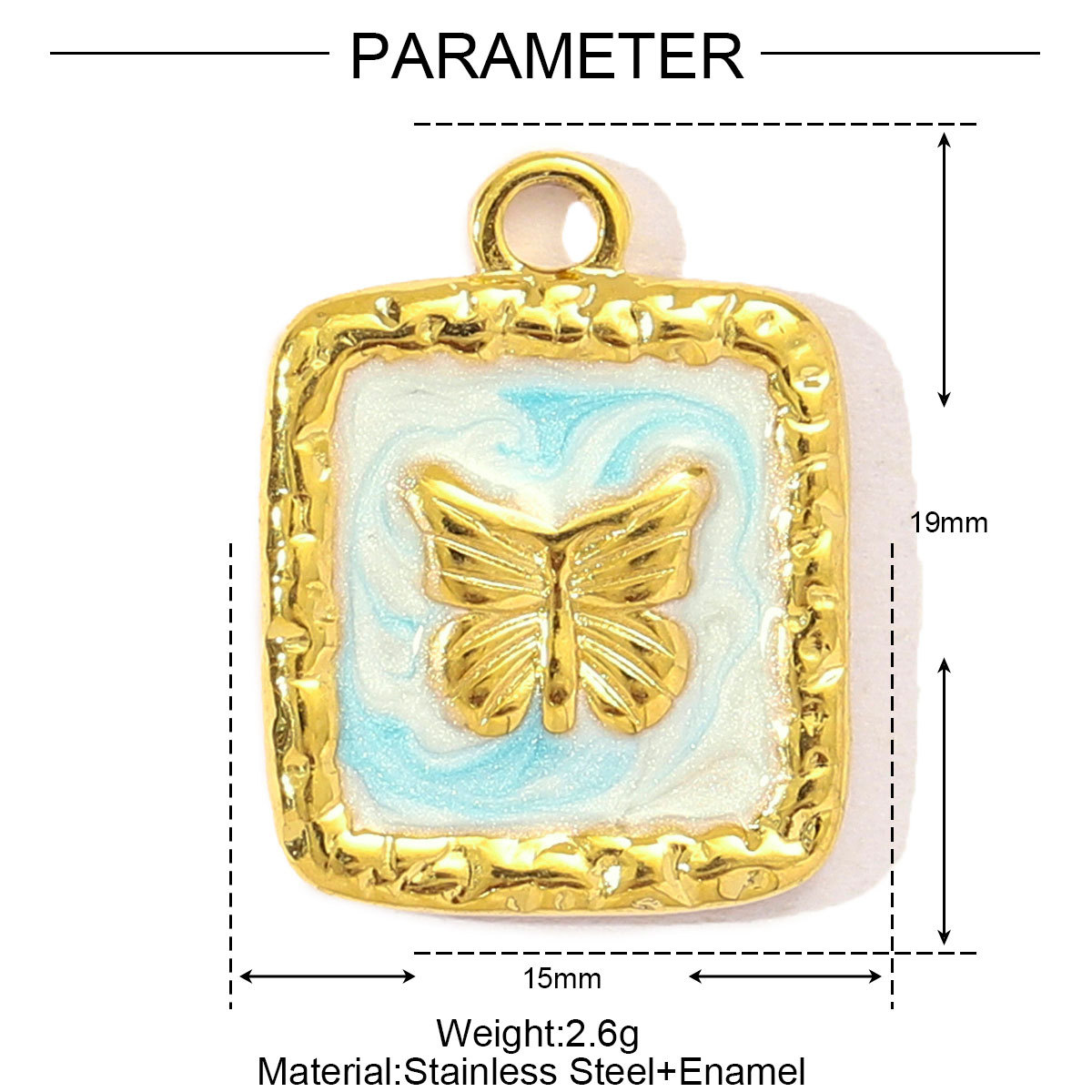 6pcs/pack Stainless Steel Little Cat Kitten DIY Bracelet Charms Women Enamel Butterfly Necklace Pendant Warm Colorful Jewelry