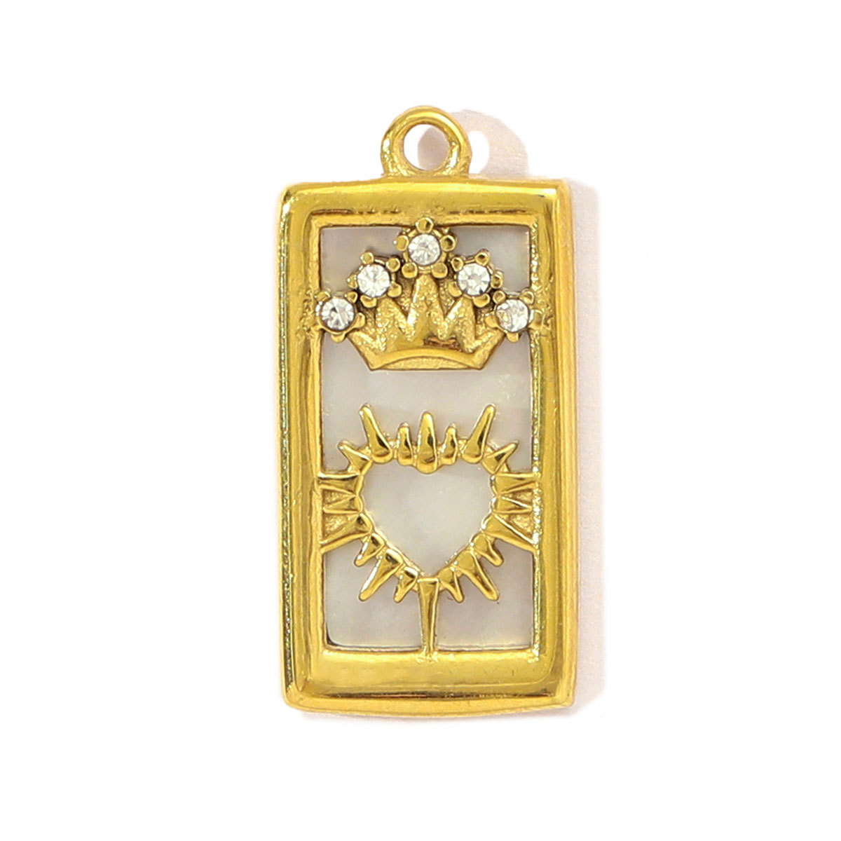 6pcs/pack Stainless Steel Shell Tarot Card DIY Charms Women Enamel Crown Heart Sun Necklace Pendant Crescent Moon Star Jewelry