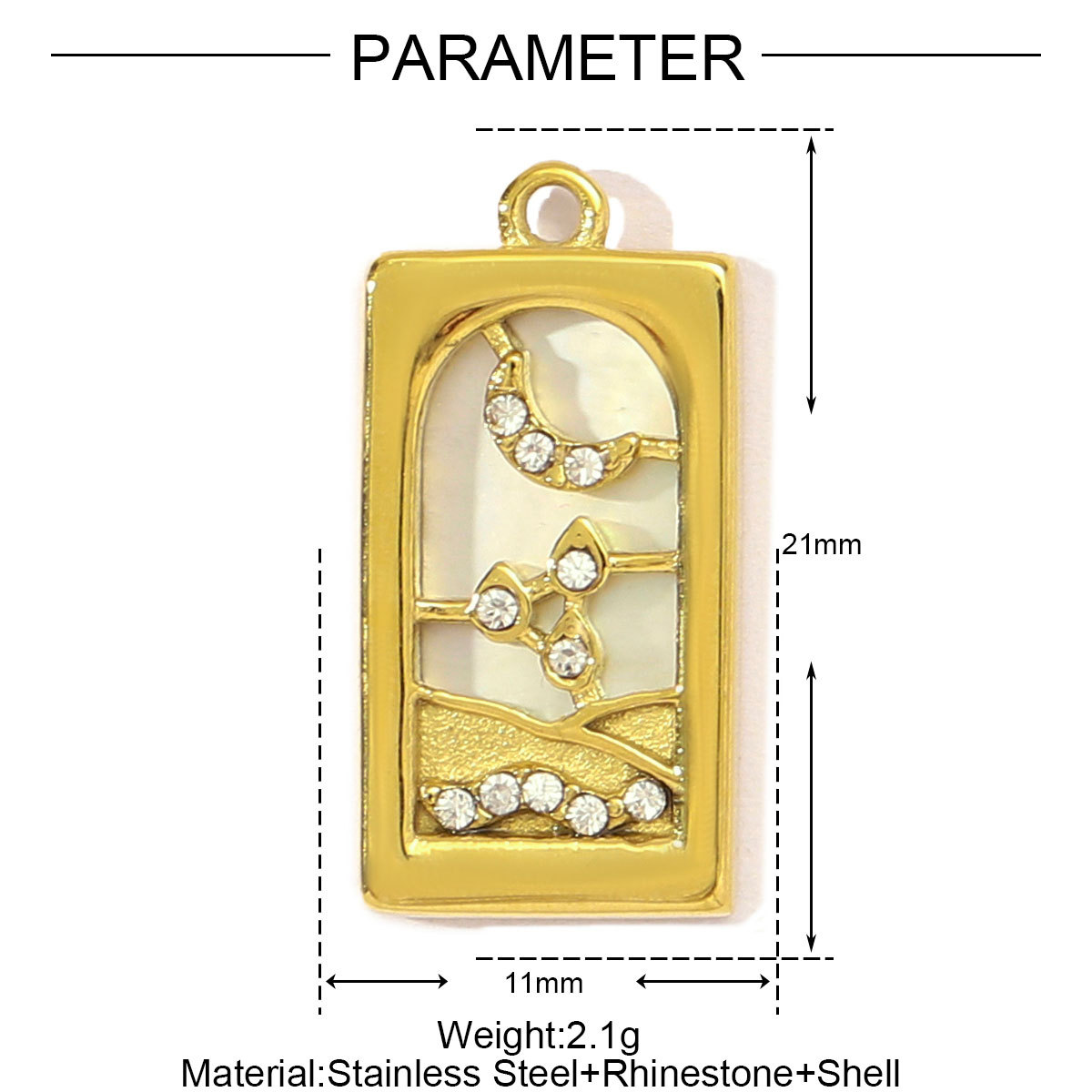 6pcs/pack Stainless Steel Shell Tarot Card DIY Charms Women Enamel Crown Heart Sun Necklace Pendant Crescent Moon Star Jewelry