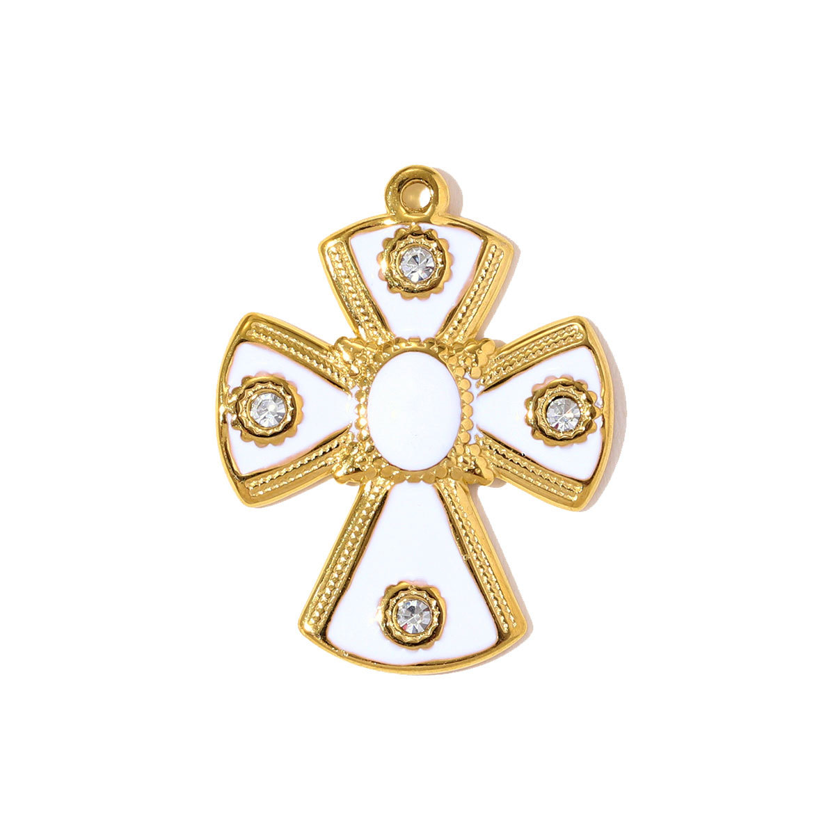 6pcs/pack Stainless Steel Rhinestone Cross Flower Necklace Pendant Enamel Evil Eye DIY Earring Charm Women Geometric Jewelry Wholesale