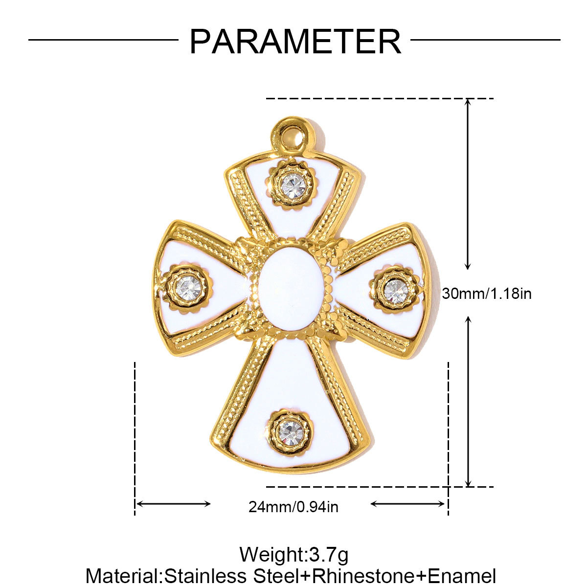6pcs/pack Stainless Steel Rhinestone Cross Flower Necklace Pendant Enamel Evil Eye DIY Earring Charm Women Geometric Jewelry Wholesale