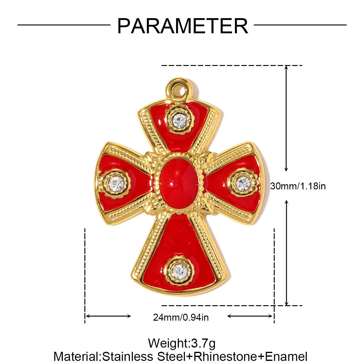 6pcs/pack Stainless Steel Rhinestone Cross Flower Necklace Pendant Enamel Evil Eye DIY Earring Charm Women Geometric Jewelry Wholesale