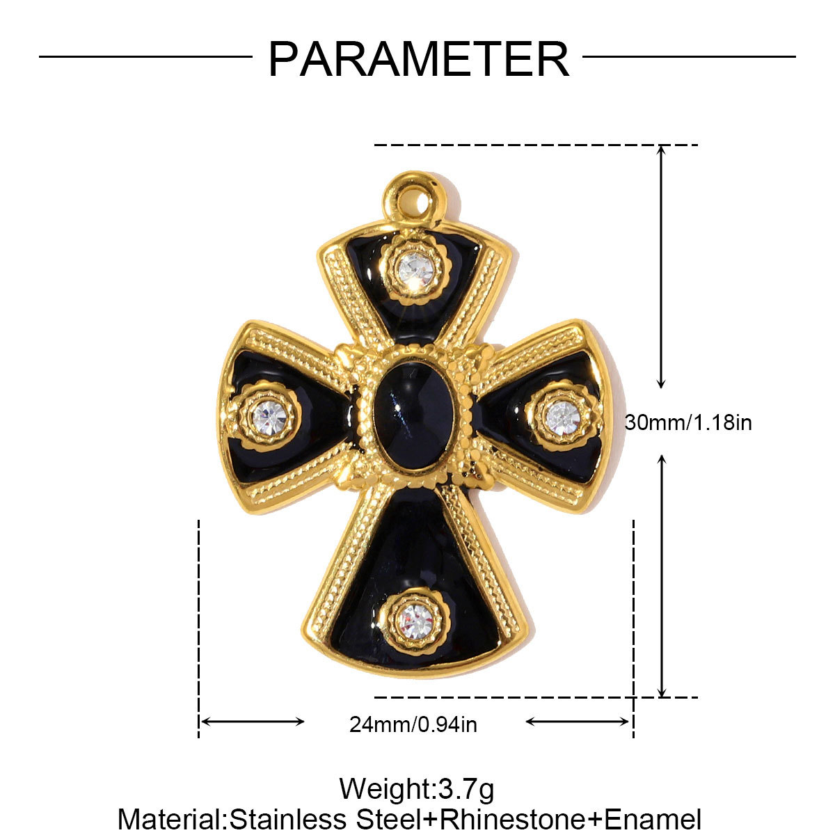 6pcs/pack Stainless Steel Rhinestone Cross Flower Necklace Pendant Enamel Evil Eye DIY Earring Charm Women Geometric Jewelry Wholesale