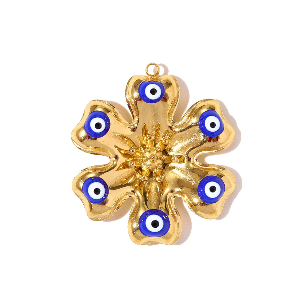 6pcs/pack Stainless Steel Rhinestone Cross Flower Necklace Pendant Enamel Evil Eye DIY Earring Charm Women Geometric Jewelry Wholesale